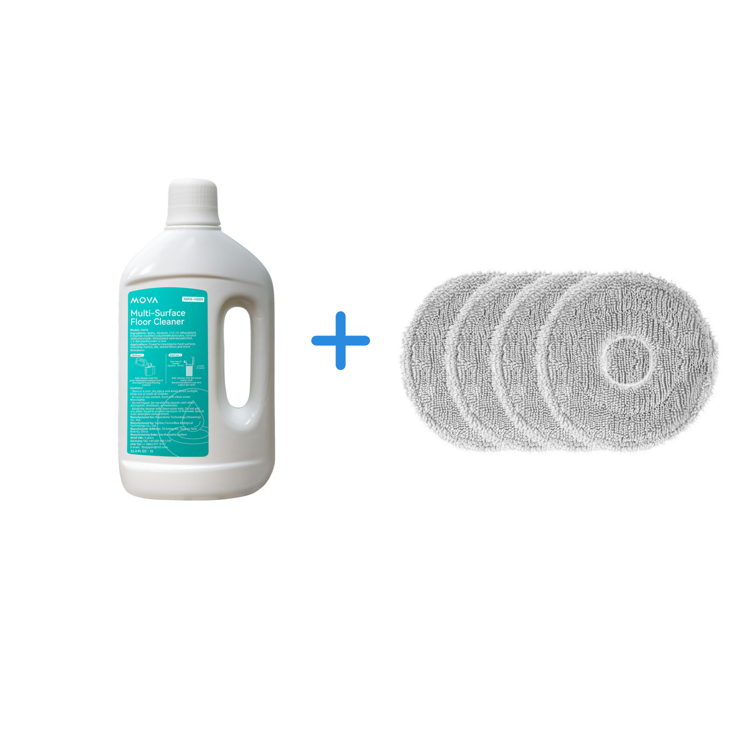 Kit detergente pavimenti 1L + panno mop per robot aspirapolvere