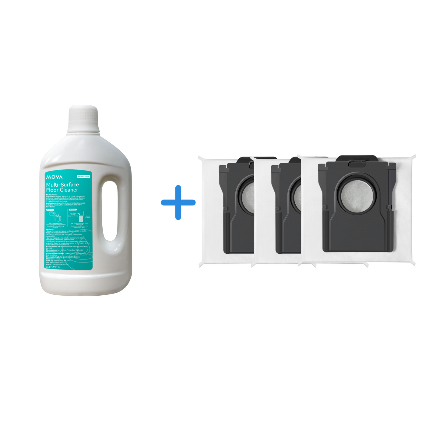 Kit detergente pavimenti 1L + sacchetto polvere per robot aspirapolvere