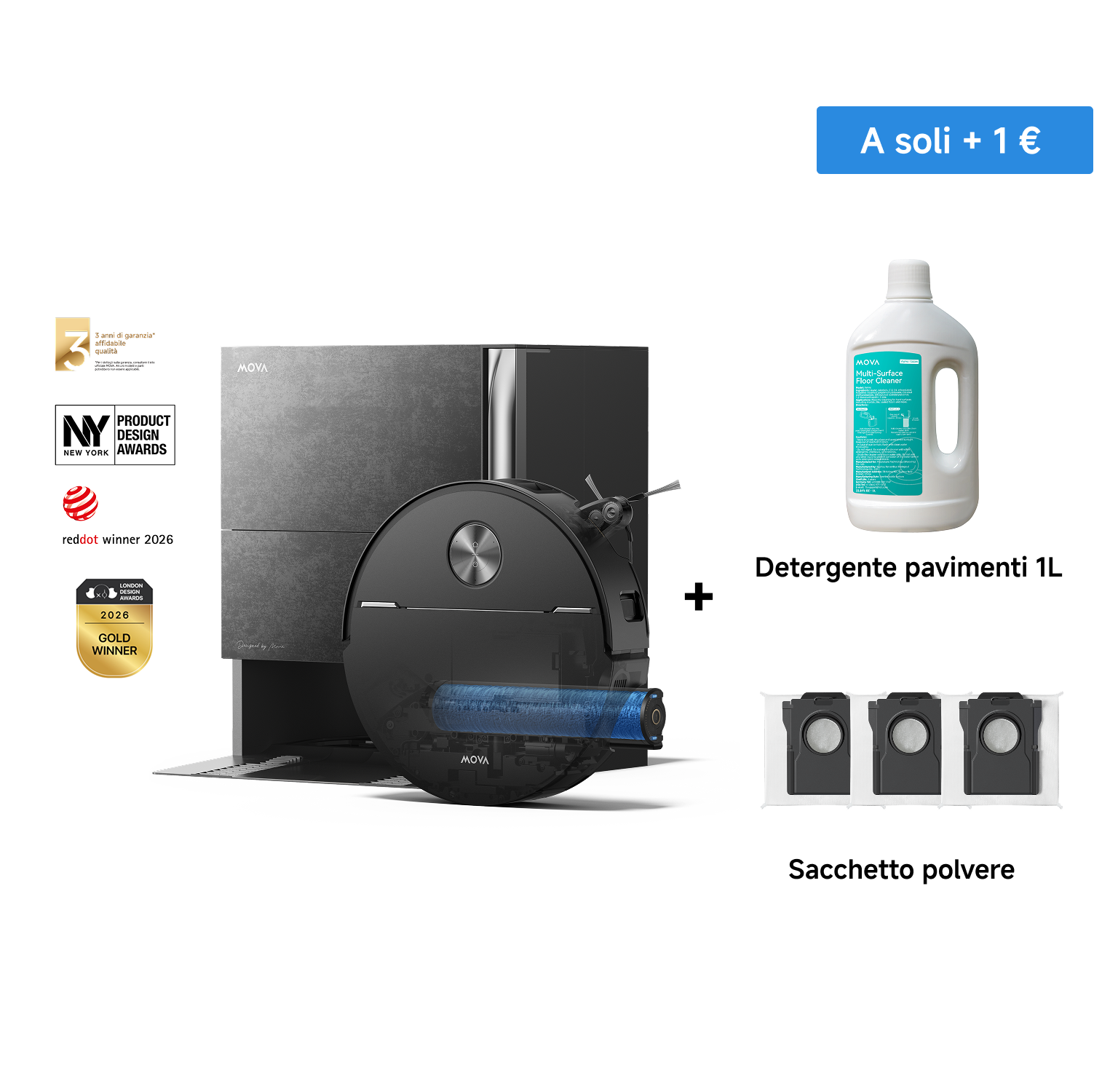 MOVA Z70 Ultra Roller Complete Robot Aspirapolvere Effetto Pietra