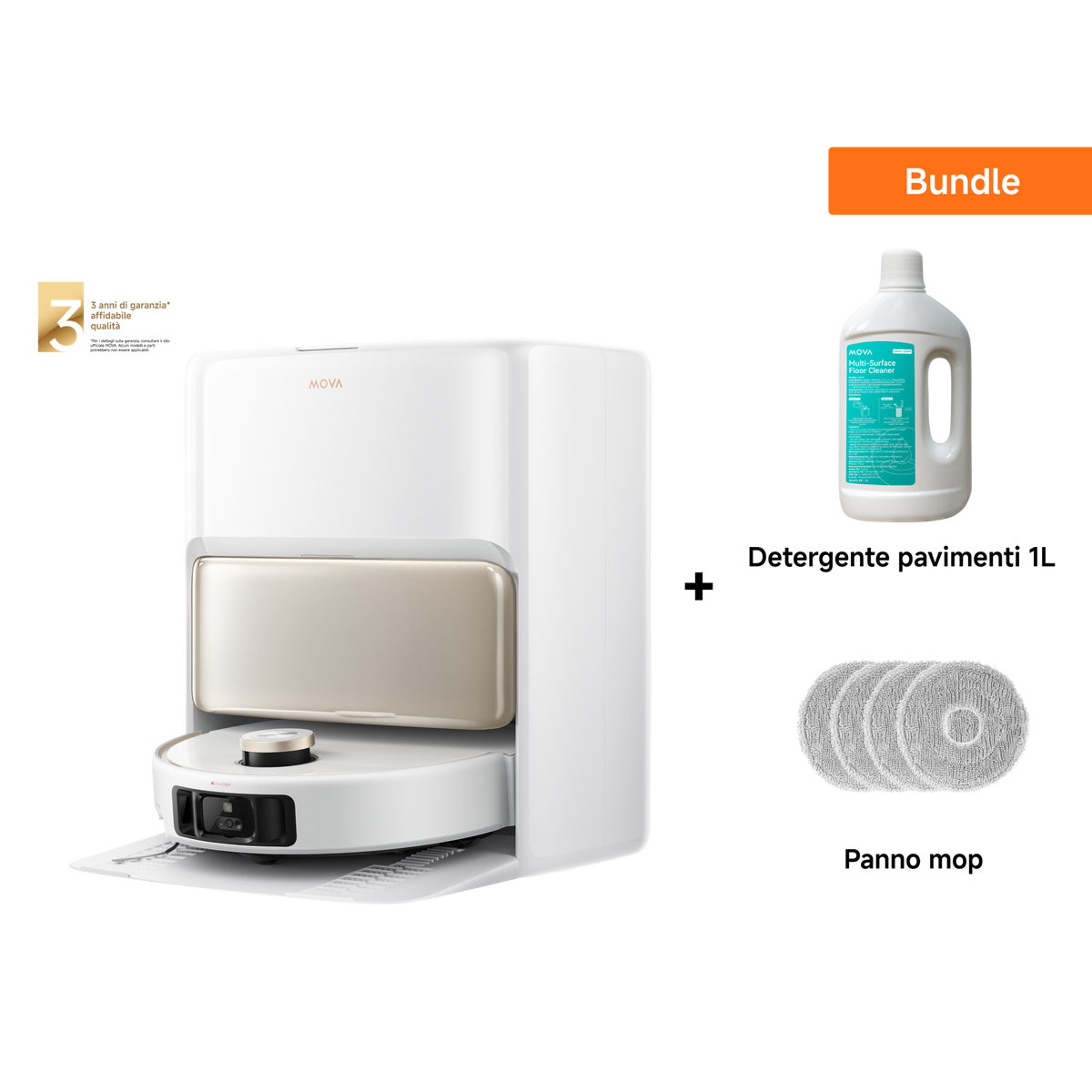 Dreame MOVA V50 Ultra Complete Robot aspirapolvere + Panni per mocio + 1L Detergente