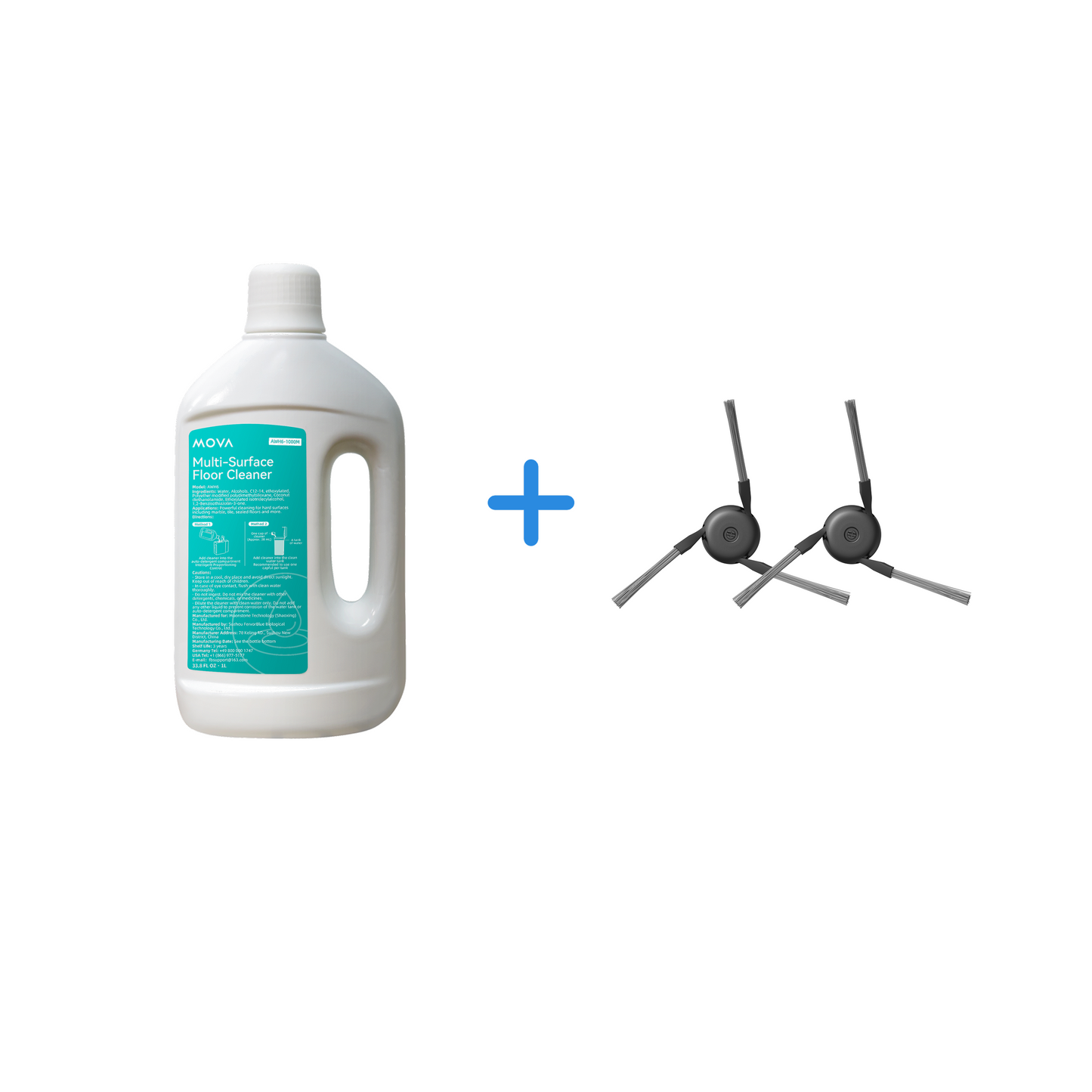 Kit detergente pavimenti 1L + spazzola laterale per robot aspirapolvere