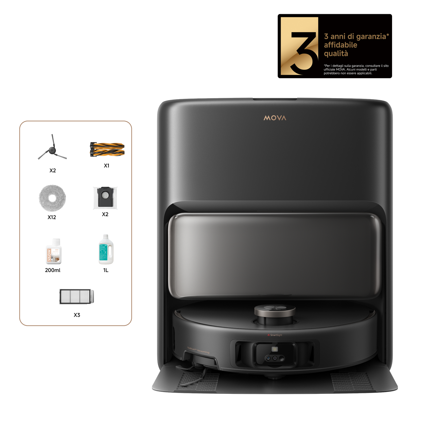 MOVA V50 Ultra Complete Robot aspirapolvere Nero