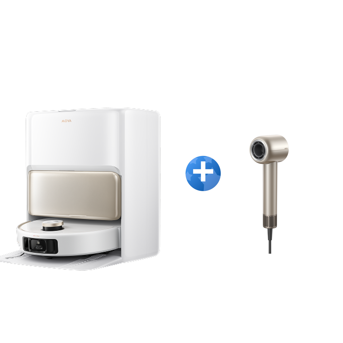 MOVA V50 Ultra Complete Robot aspirapolvere + Shine 10 Asciugacapelli Oro