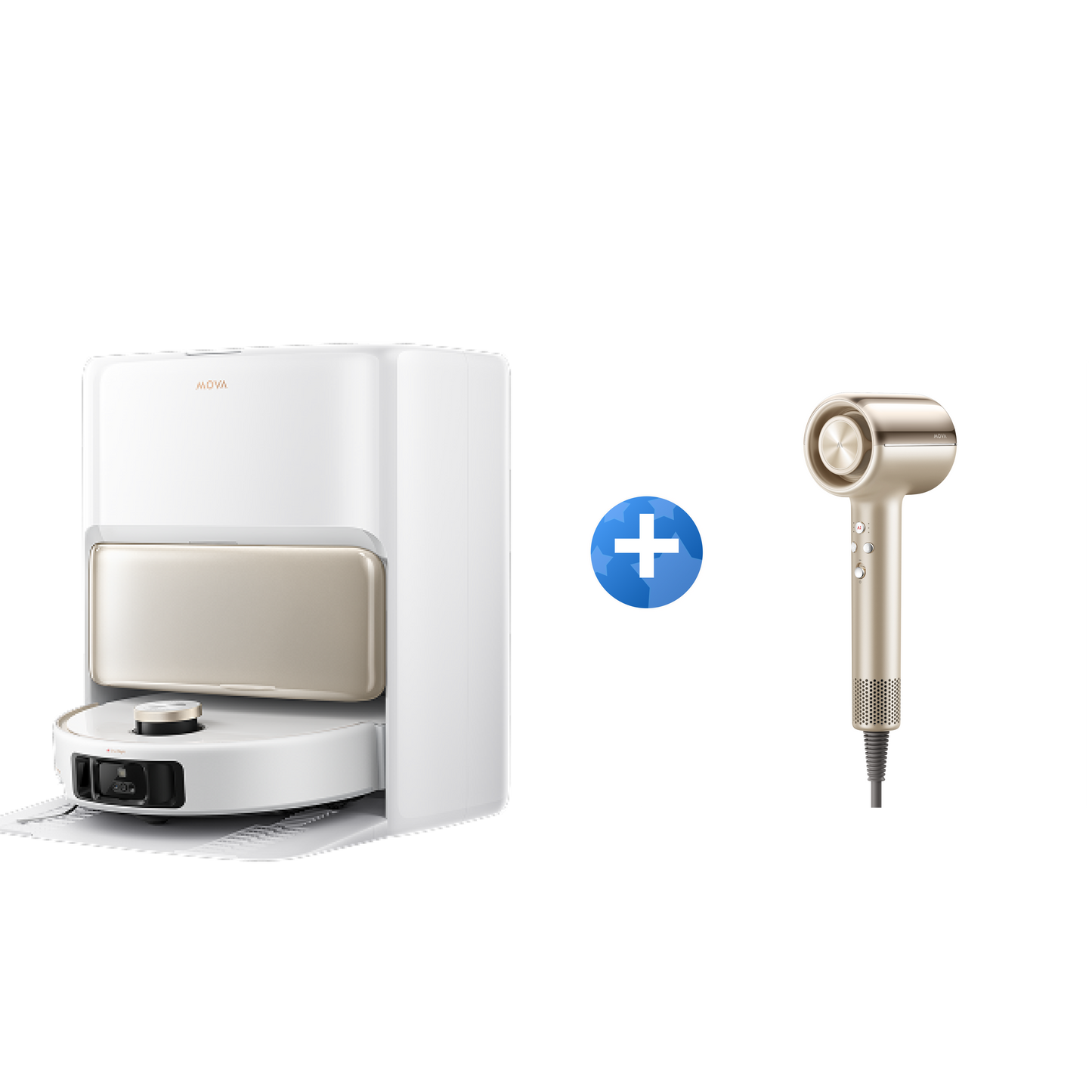 MOVA V50 Ultra Complete Robot aspirapolvere + Shine 20 Asciugacapelli Oro