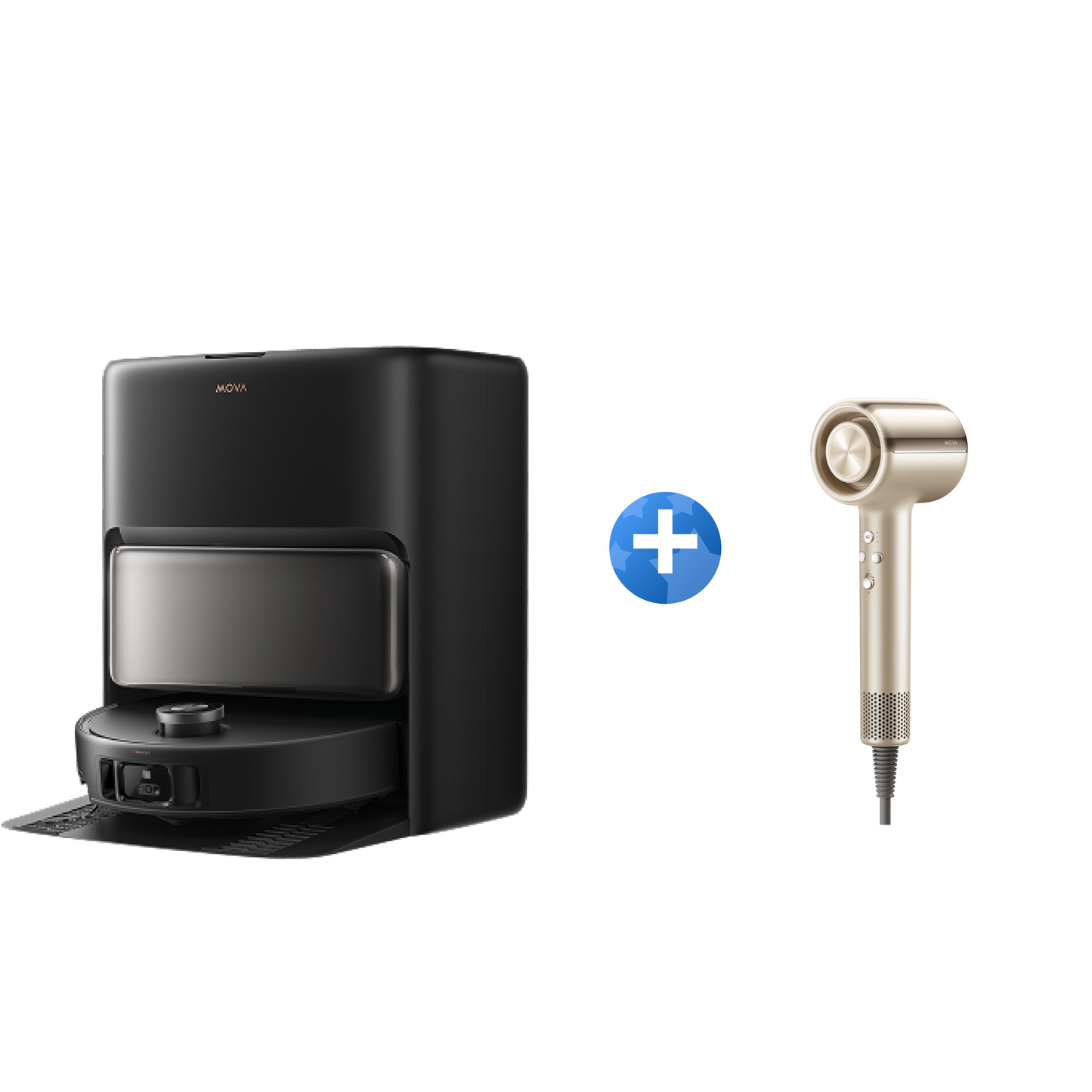 MOVA V50 Ultra Complete Robot aspirapolvere Nero + Shine 20 Asciugacapelli Oro