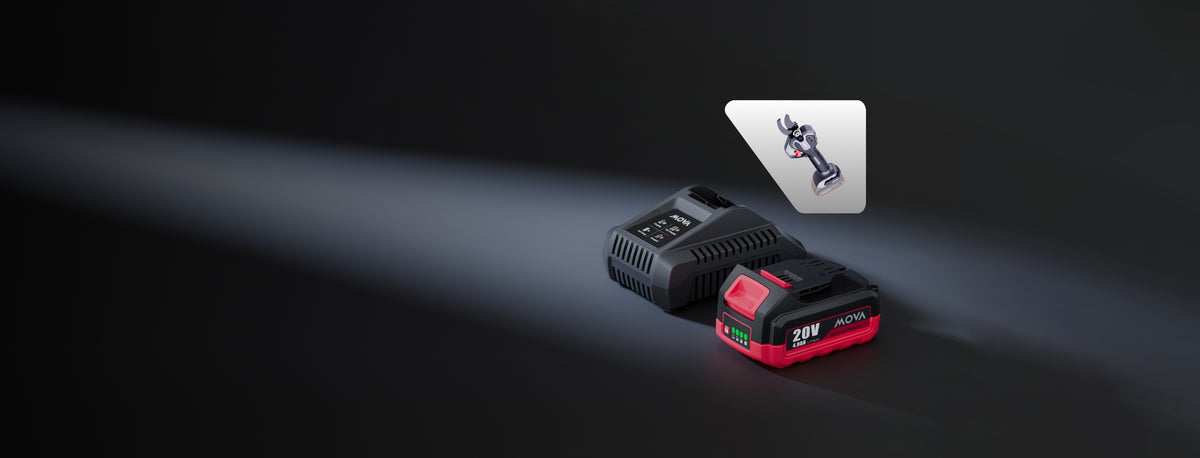 MOVA Forbici da potatura brushless 38 mm cm 20 V Batteria e caricabatterie