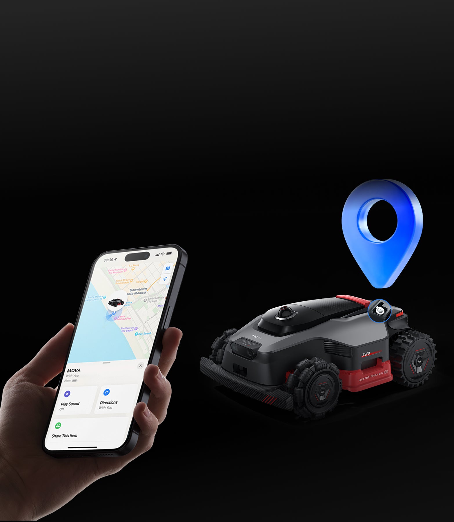 Compatibilità con AirTag - Aggiungi un AirTag* opzionale per una maggiore sicurezza del tosaerba.