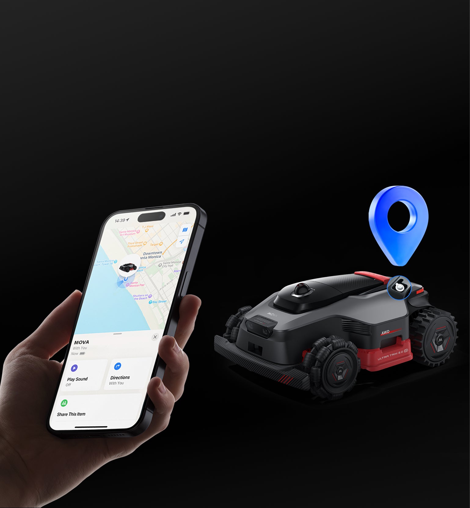 Compatibilità con AirTag - Aggiungi un AirTag* opzionale per una maggiore sicurezza del tosaerba.