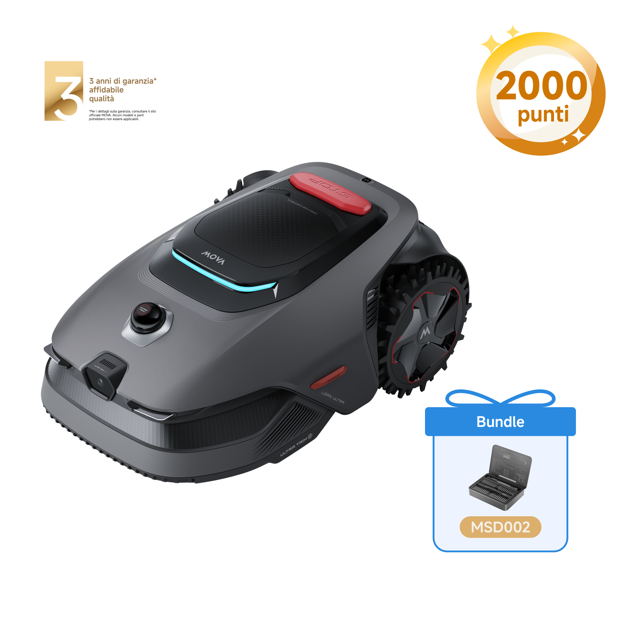 MOVA LiDAX Ultra 1200 Robot tagliaerba + MOVA Avvitatore di precisione elettrico MSD002