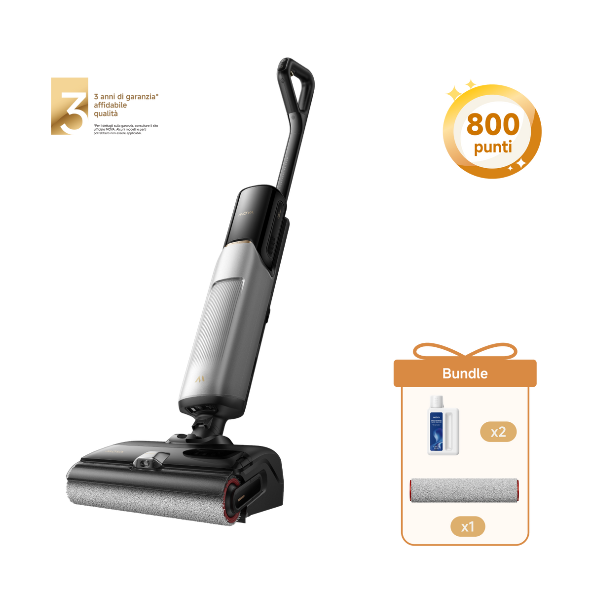 MOVA X4 Pro Aspirapolvere Lavapavimenti + Spazzola rotolante + Detergente da 500 ml*2