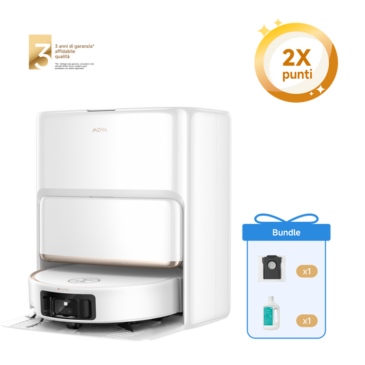 MOVA Z60 Ultra Roller Complete Robot aspirapolvere Bianco + Sacchetto della polvere + 1L Detergente per Pavimenti