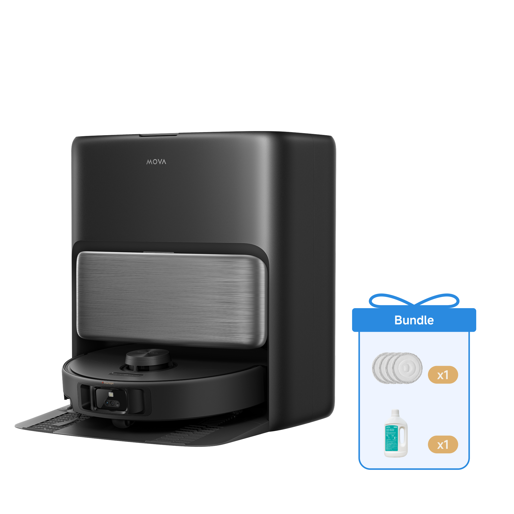 Robot aspirapolvere MOVA P70 Pro Ultra Nero + Panni per mocio + 1L Detergente per Pavimenti