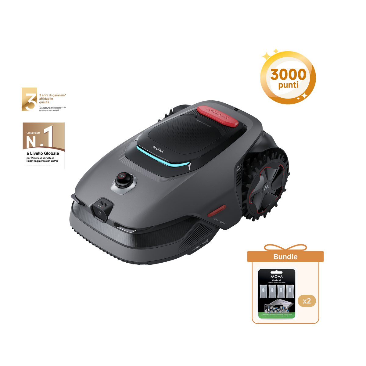 MOVA LiDAX Ultra 1200 Robot tagliaerba + Kit lame*2