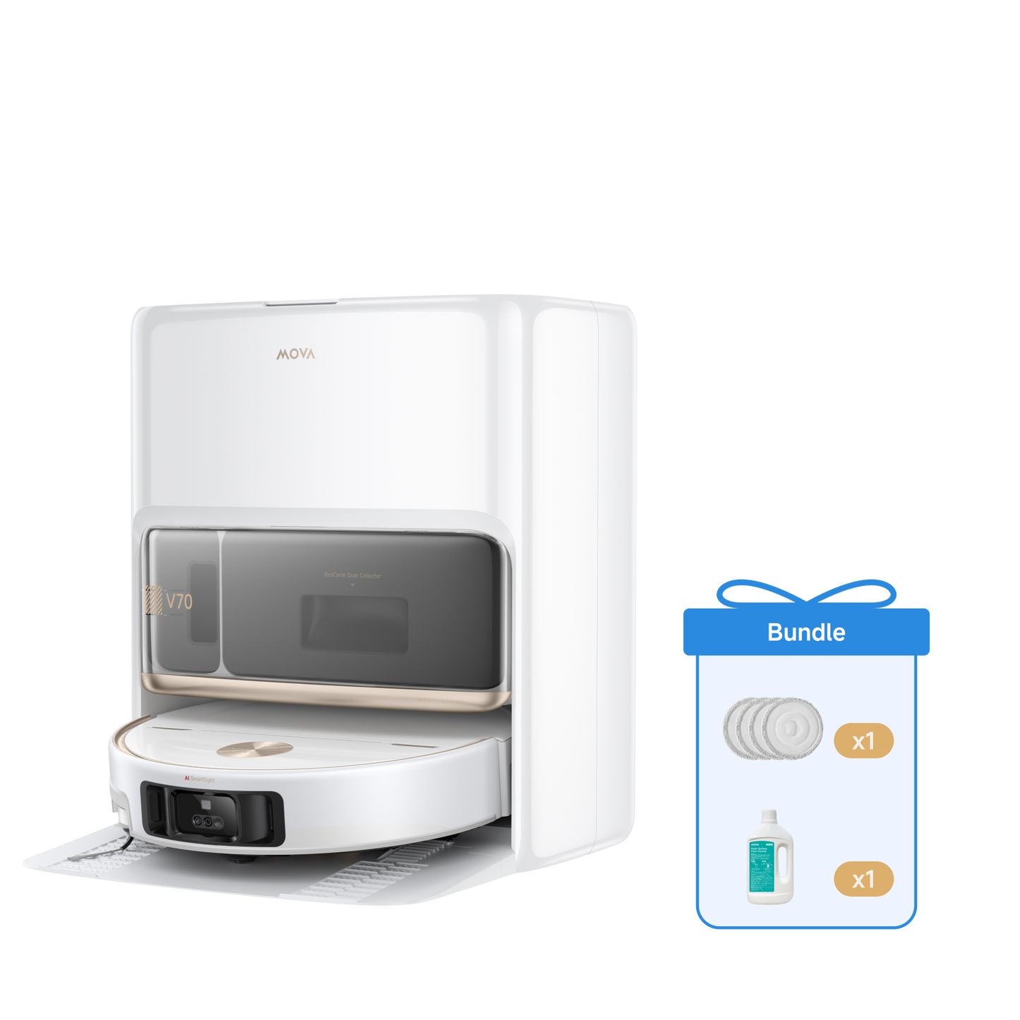 Robot aspirapolvere MOVA V70 Ultra Complete X + Panni per mocio + 1L Detergente