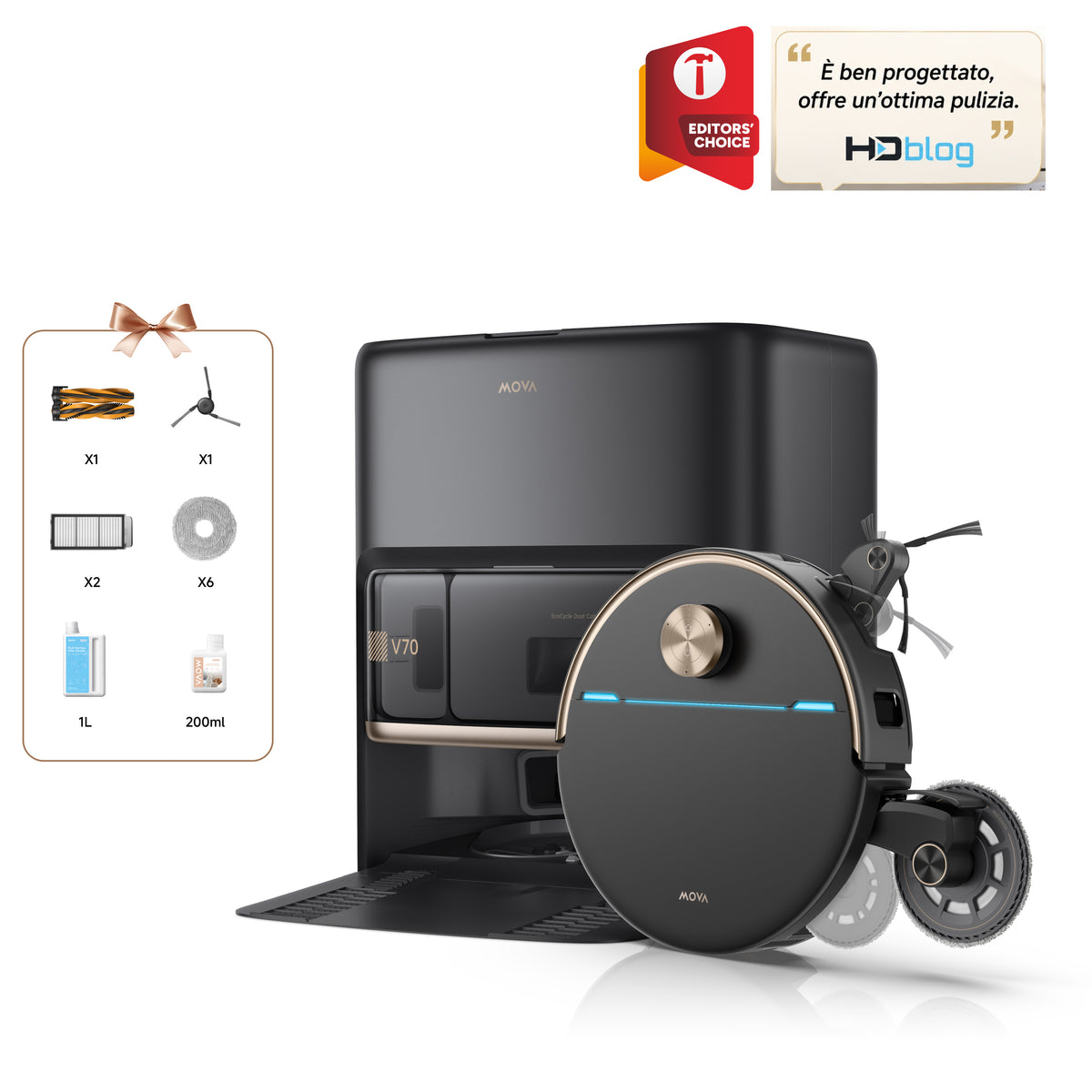 Robot aspirapolvere MOVA V70 Ultra Complete X Nero