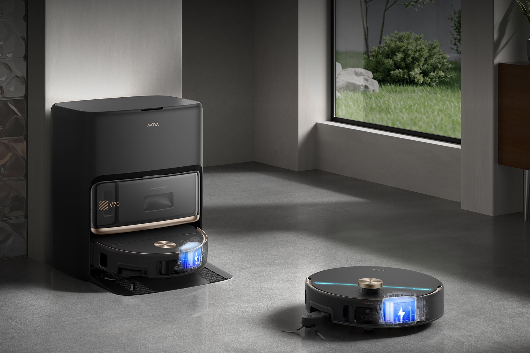 Robot aspirapolvere MOVA V70 Ultra Complete X Nero Ricarica rapida Smart-Protect e ripresa della pulizia