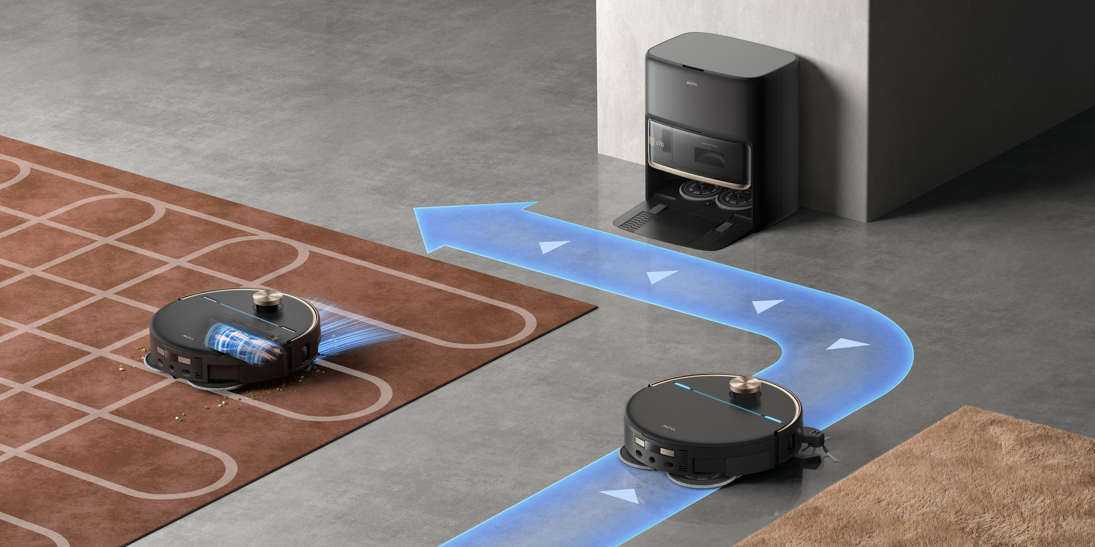 Robot aspirapolvere MOVA V70 Ultra Complete X Nero Cura adeguata dei tappeti