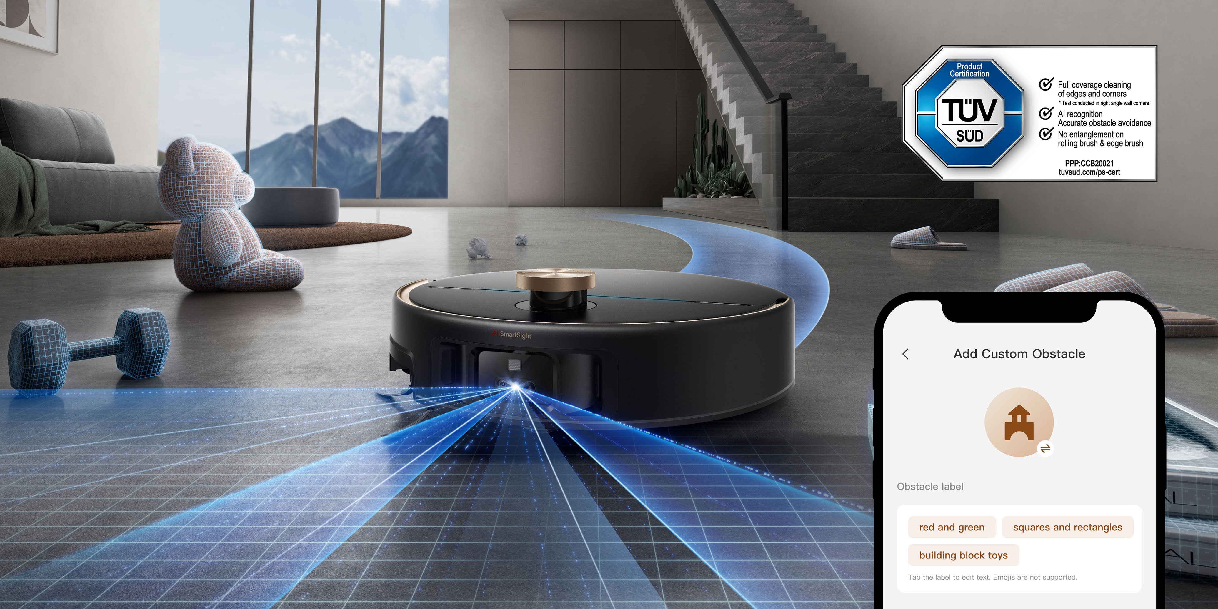 Robot aspirapolvere MOVA V70 Ultra Complete X Nero Evitamento degli ostacoli e controllo tramite app