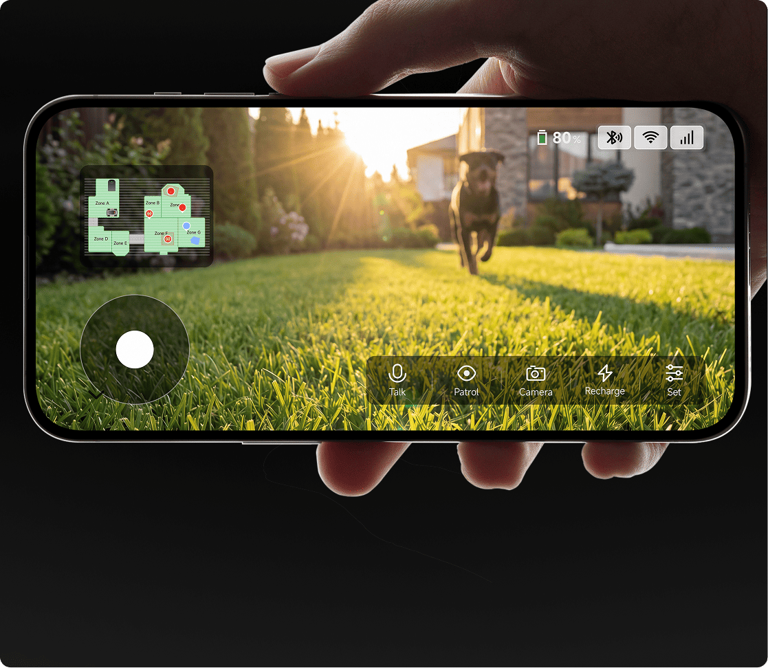 Monitoraggio video in tempo reale - L'AI Dual-Vision tiene costantemente d'occhio il tuo giardino.